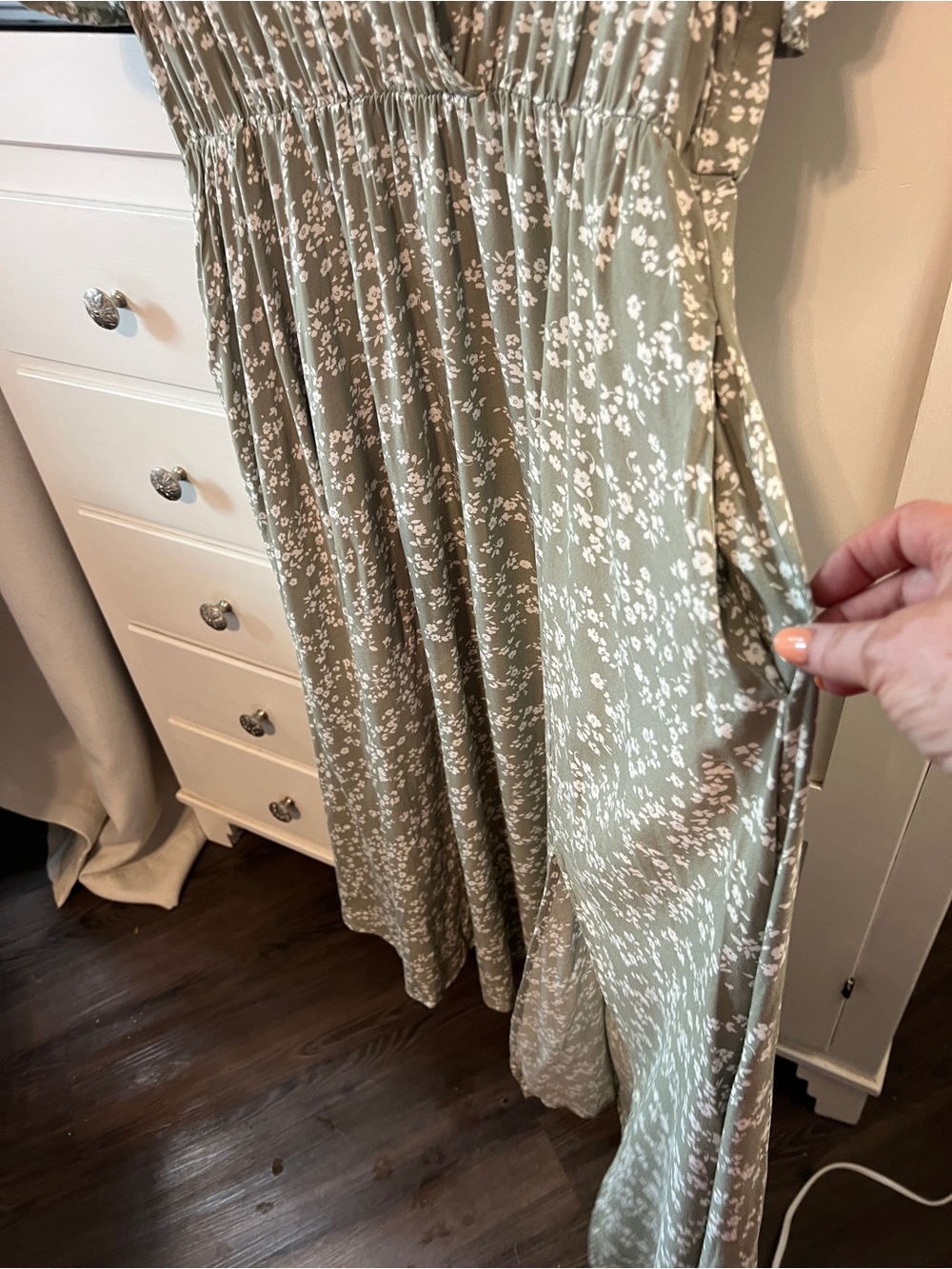 BloomChic Olive Green Floral Maxi Dress - Picture 4 of 8